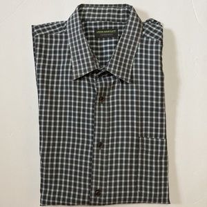 John Bartlett consensus 💯cotton gray plaid men’s l/s chest pocket shirt XXL 🌞